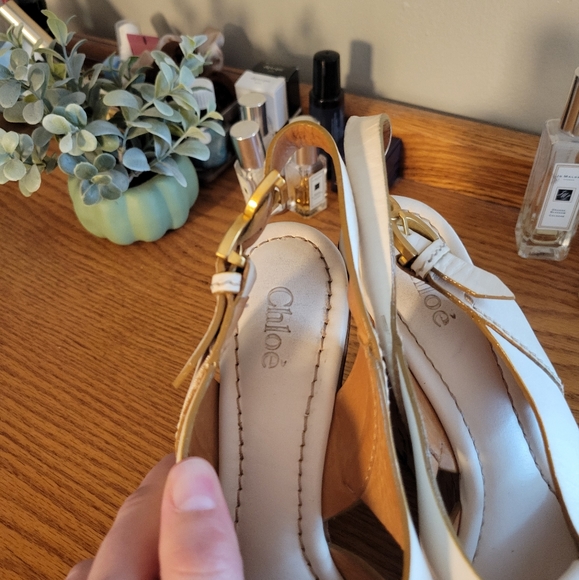 Chloe wedge sandals cream size 8 - Picture 10 of 12